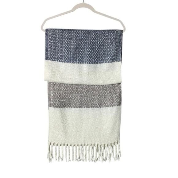 Isaac Mizrahi Womens Chunky Cozy Scarf Wrap Color Block Neutral Cabincor… - Picture 3 of 5